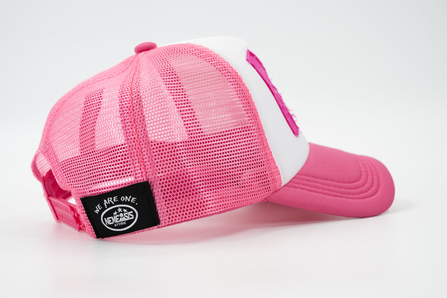 pink trucker hat
