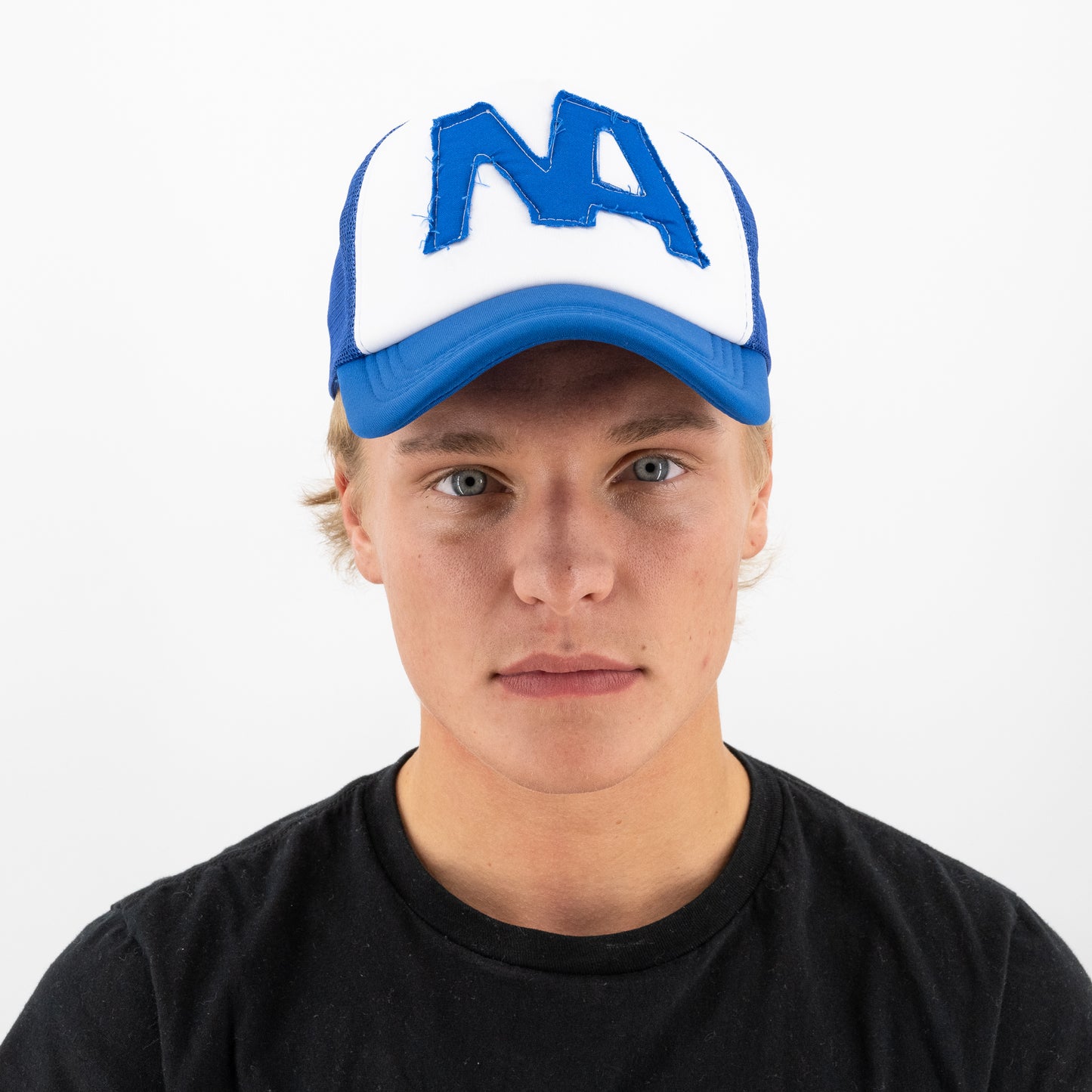 blue trucker hat