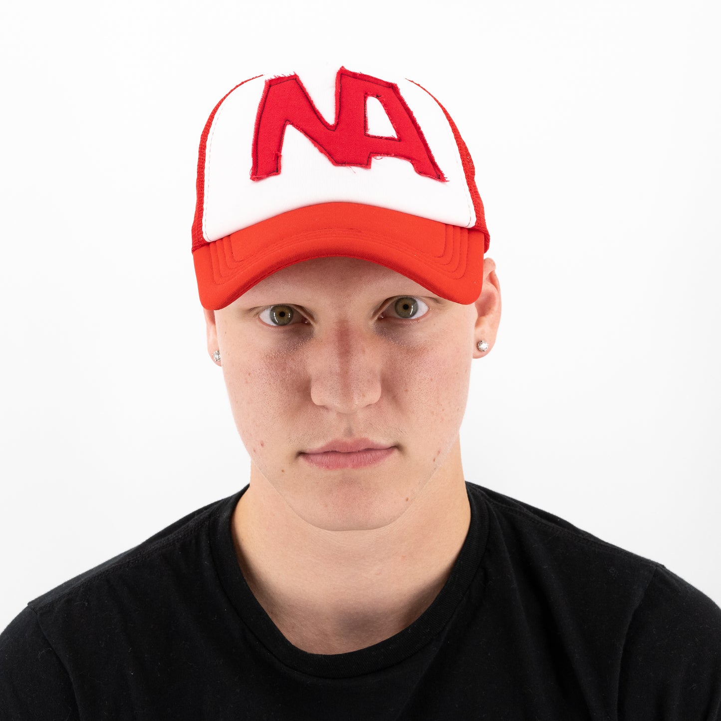 red trucker hat